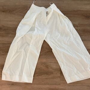 Zara White Wide-Leg Linen Pants